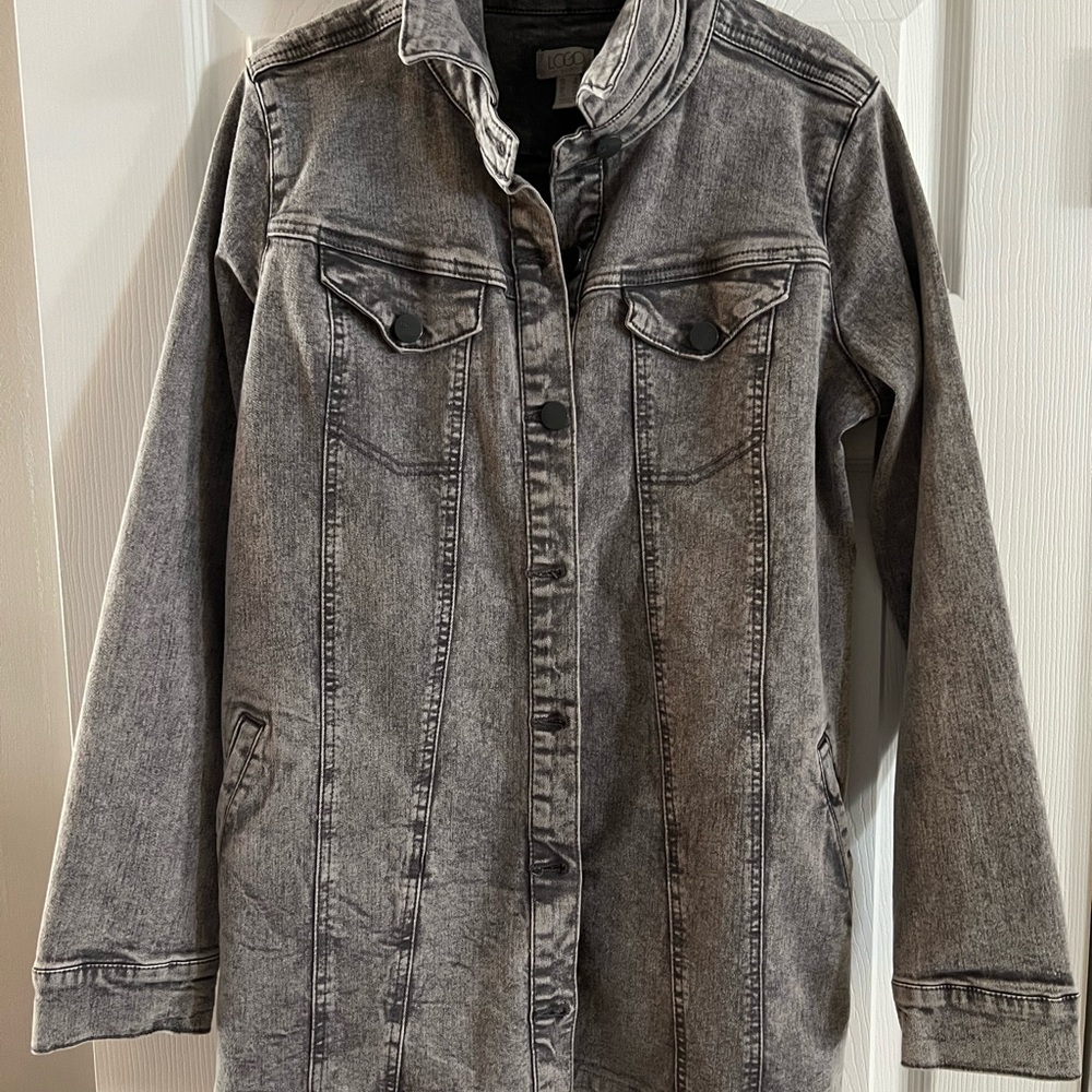 LOGO by Lori Goldstein Charcoal Jean Jacket